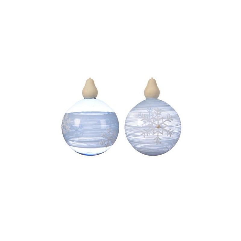 Hanging Bauble with Blue Snowflakes 10 cm. Single Piece AmagicTree.com