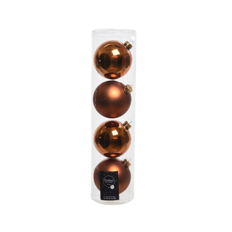 Christmas Baubles to Hang in Glass 10 cm Copper. Set of 4 AmagicTree.com