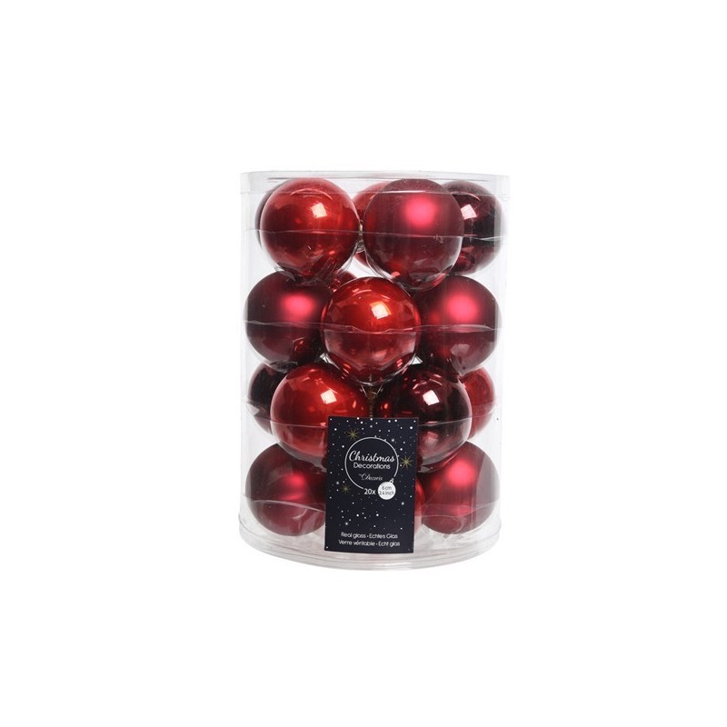 Christmas Baubles to Hang in Glass 6 cm Red. Set of 20 AmagicTree.com