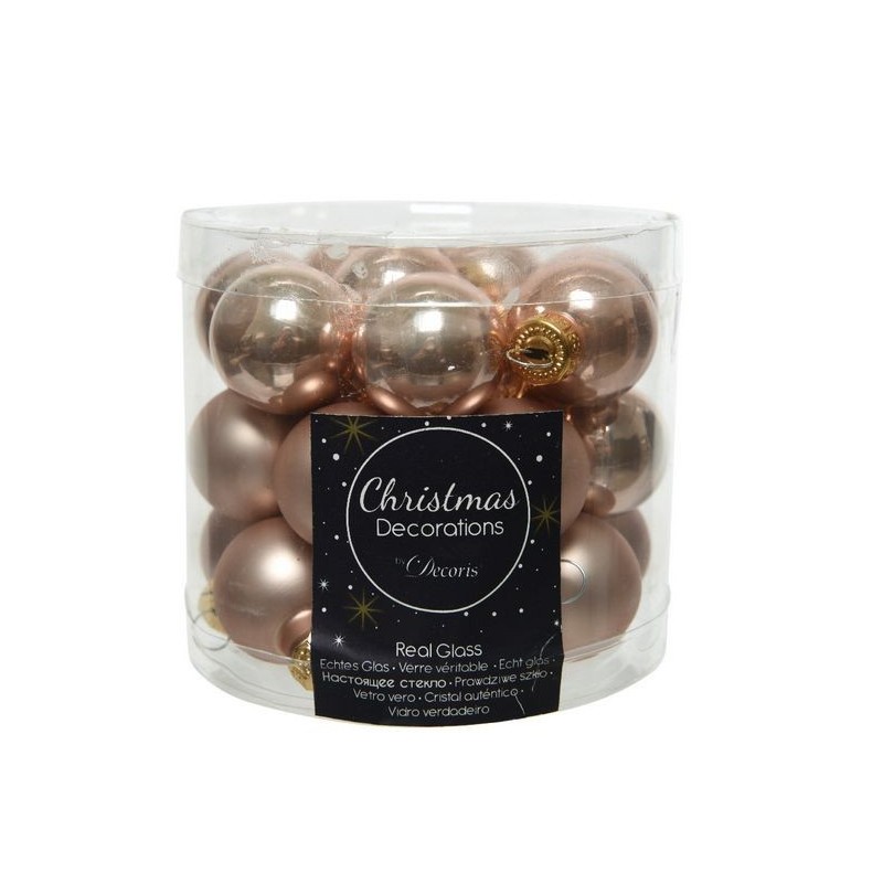 Beige mini hanging glass baubles dim 2.5 cm Box of 24 AmagicTree.com