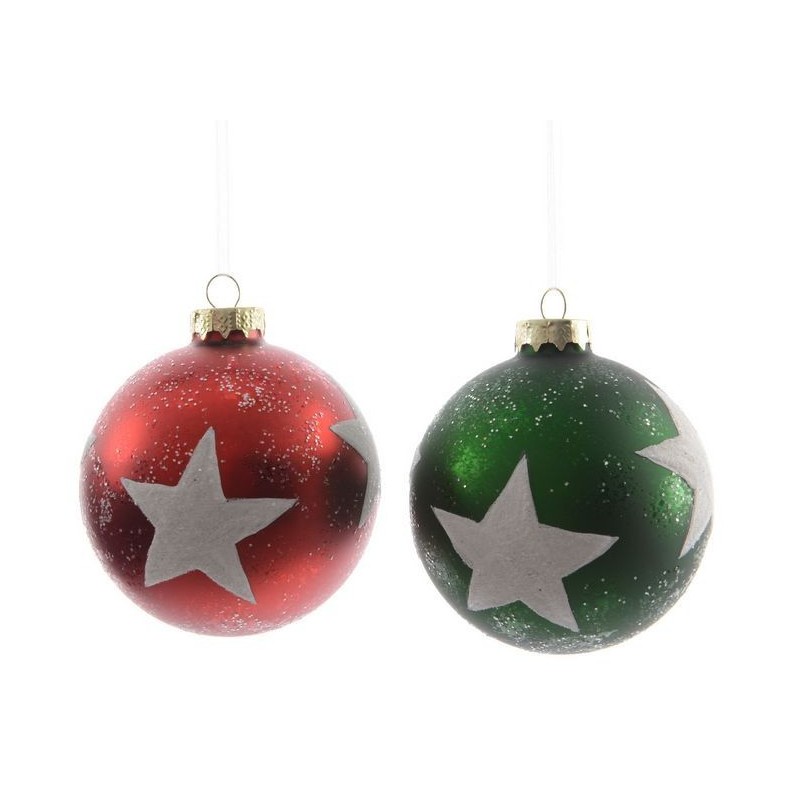 Colored glass bauble with star. Single Piece AmagicTree.com