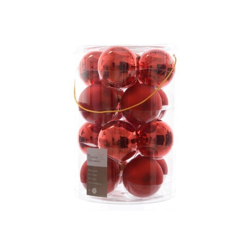Christmas Baubles to Hang in Glass 8 cm Christmas Red. Set of 16 AmagicTree.com