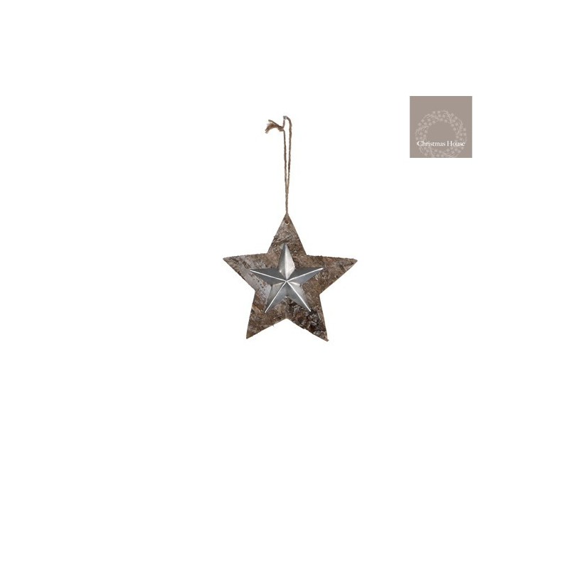 Small Hanging Star in Wood and Tin AmagicTree.com