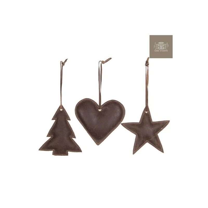 Heart Star Tree In Chocolate Leather. Single Piece AmagicTree.com