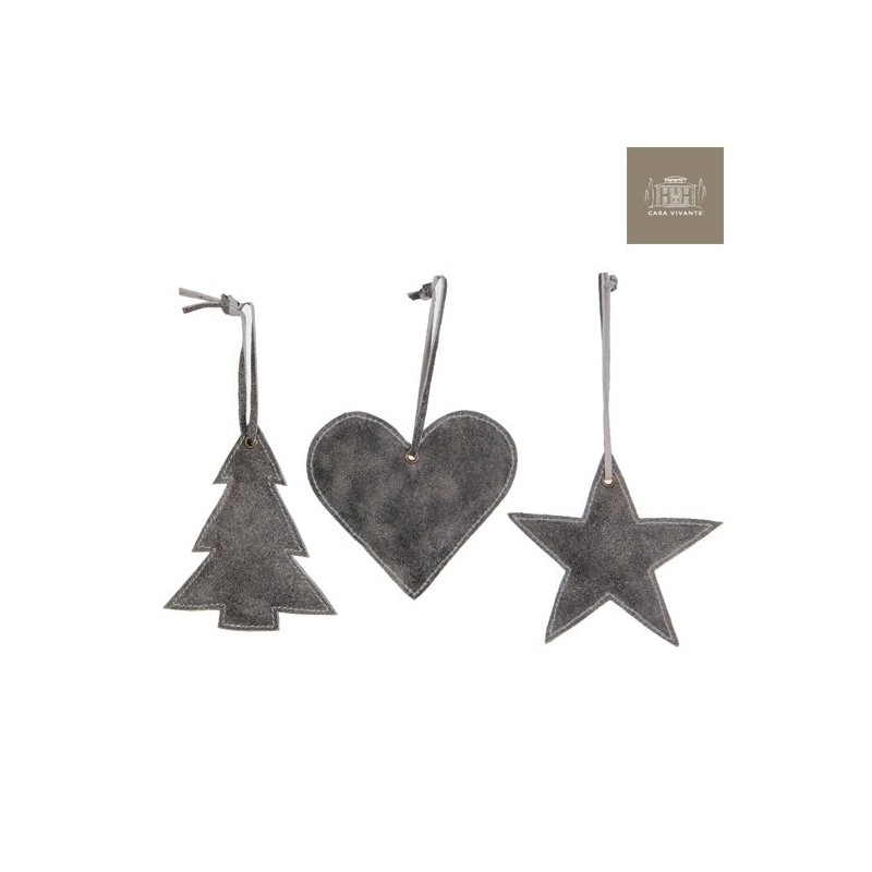Heart Star Tree In Gray Leather. Single Piece AmagicTree.com
