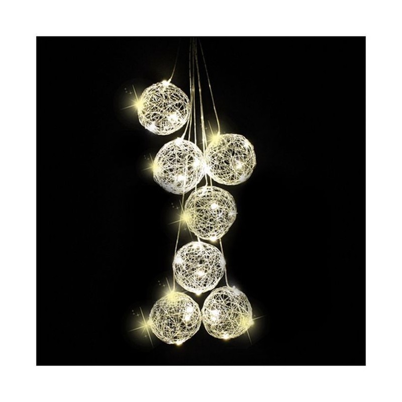 Silver balls illuminated with LEDs AmagicTree.com