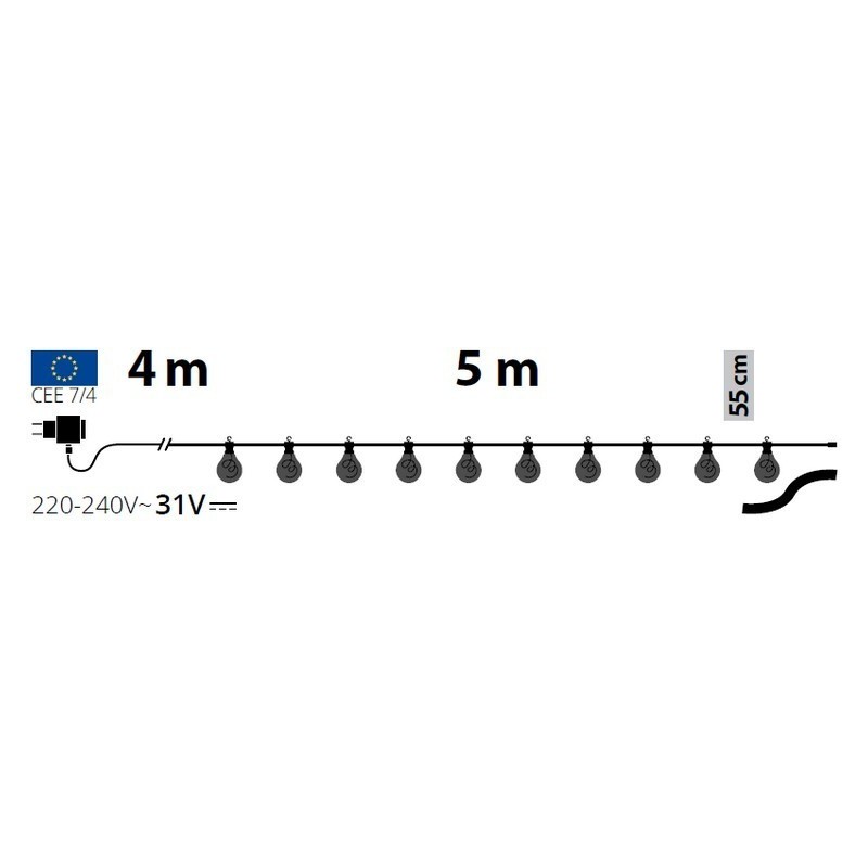 Party Light Chain Light 10 Drop Bulbs Ø 67 Warm White 5m AmagicTree.com