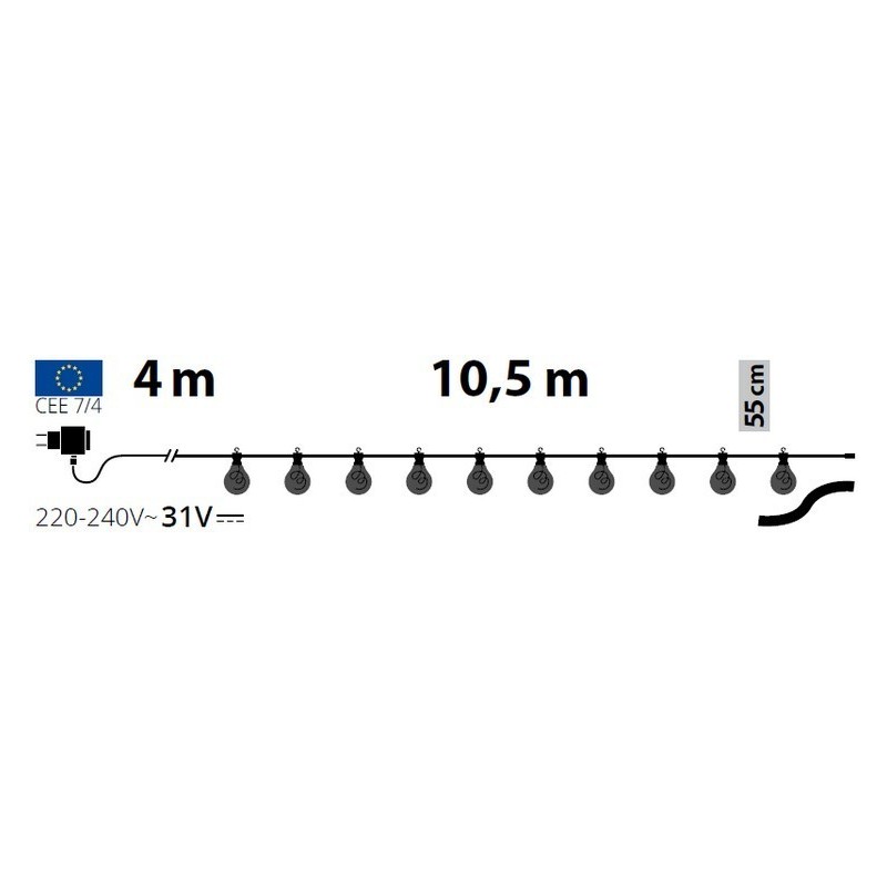 Party Light Chain Light 20 Drop Bulbs Ø 67 Warm White 10.5m AmagicTree.com