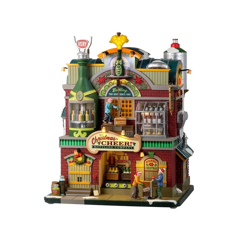 Lemax 25858 Christmas Cheer Bottling Company with adaptor AmagicTree.com
