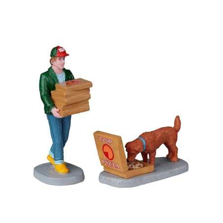 Lemax 22113 Top Pizza Delivery Set Of 2 AmagicTree.com