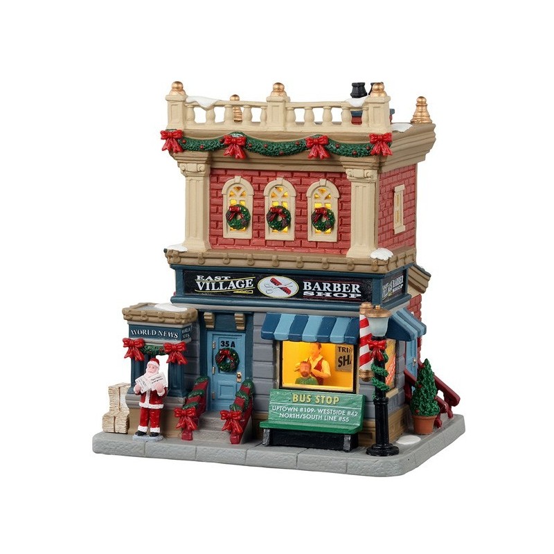 East Village Barber Shop With Power Supply Ref. 15771 - Lemax