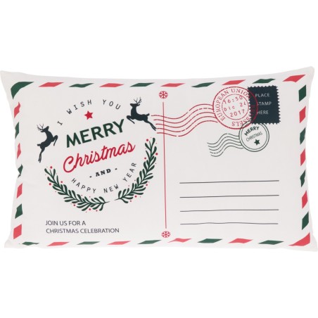 Christmas Postcard Decorative Cushion 50X30 Cm. Single Piece
