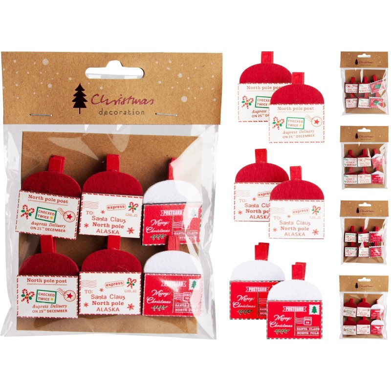 Christmas Card Clips Set Of 6. Single Piece