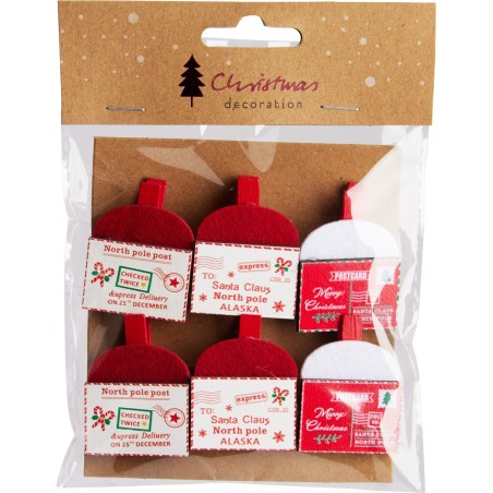 Christmas Card Clips Set Of 6. Single Piece