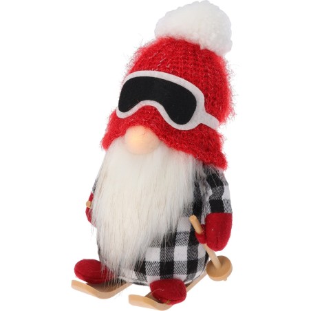 20Cm Fabric Skiing Gnome With Led Light. Single Piece