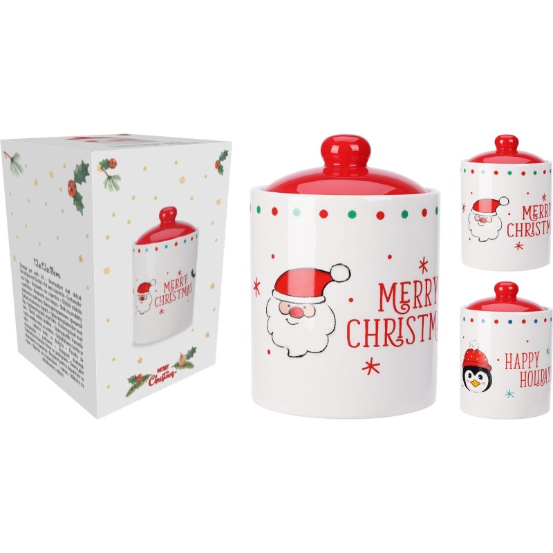 Ceramic Christmas Jar, 12X18 Cm. Single Piece