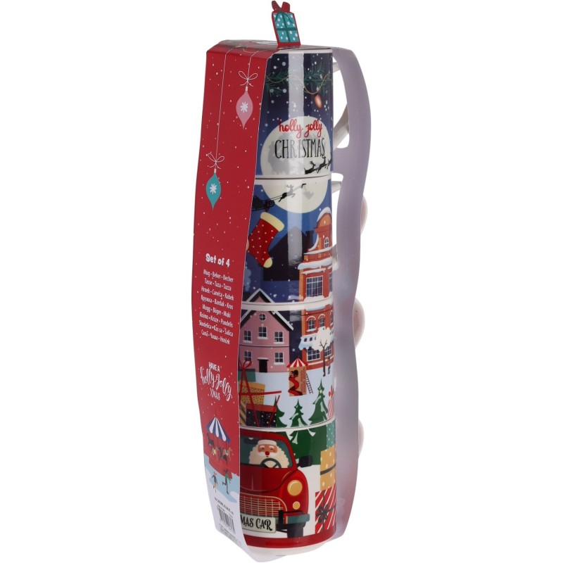 Set Of 4 New Bone Christmas Mugs 265 Ml. Single Piece