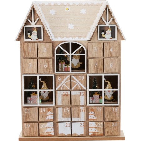 37Cm Wooden Light-Up Advent Calendar