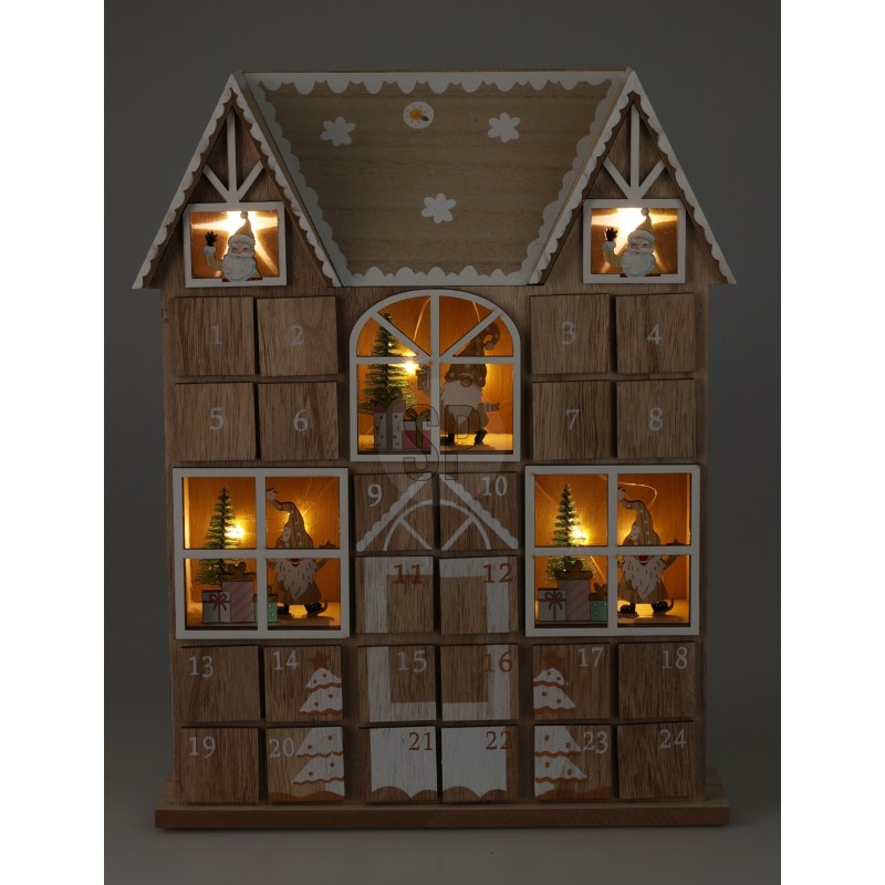 37Cm Wooden Light-Up Advent Calendar