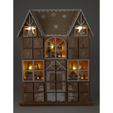 37Cm Wooden Light-Up Advent Calendar