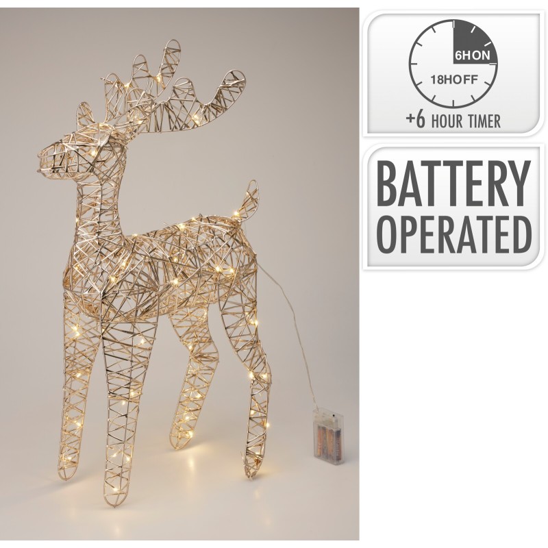 60Cm Champagne Led Light-Up Reindeer