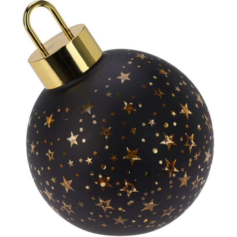 15Cm Glass Sphere With Led - Gold/Black