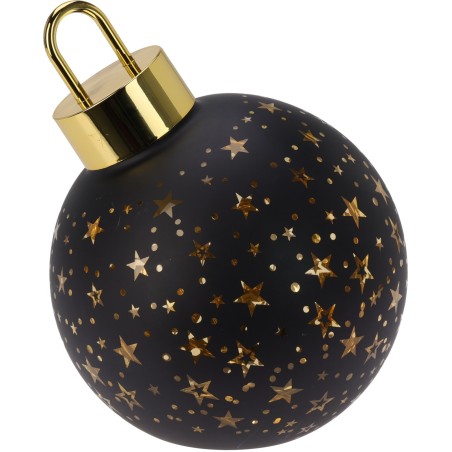 15Cm Glass Sphere With Led - Gold/Black