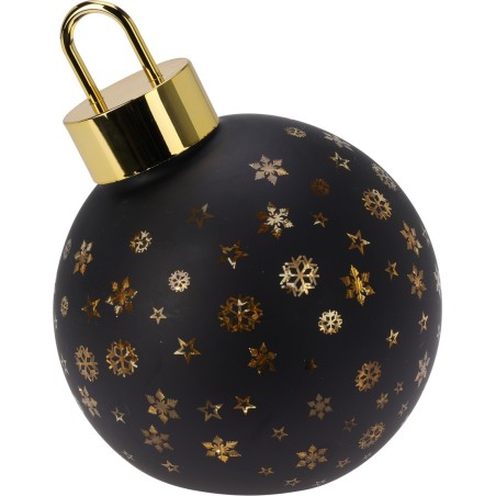 15Cm Glass Sphere With Led - Gold/Black