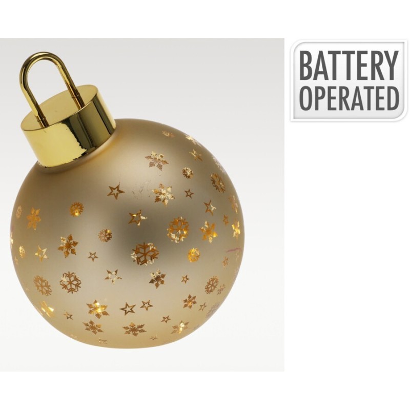 15Cm Glass Sphere With Led - Gold