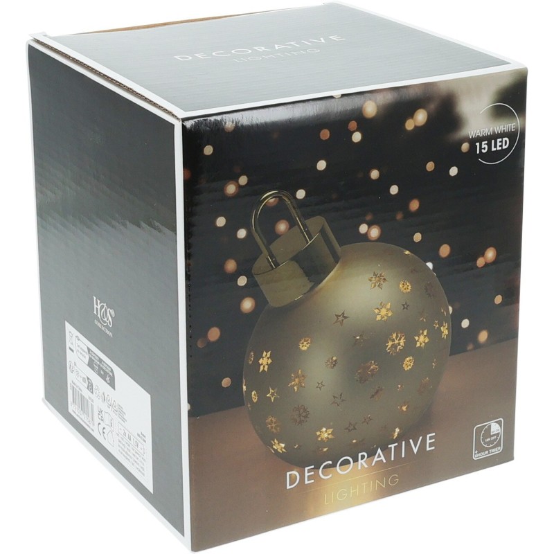 15Cm Glass Sphere With Led - Gold