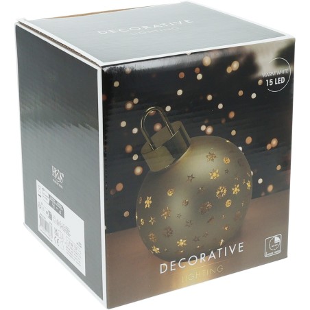 15Cm Glass Sphere With Led - Gold