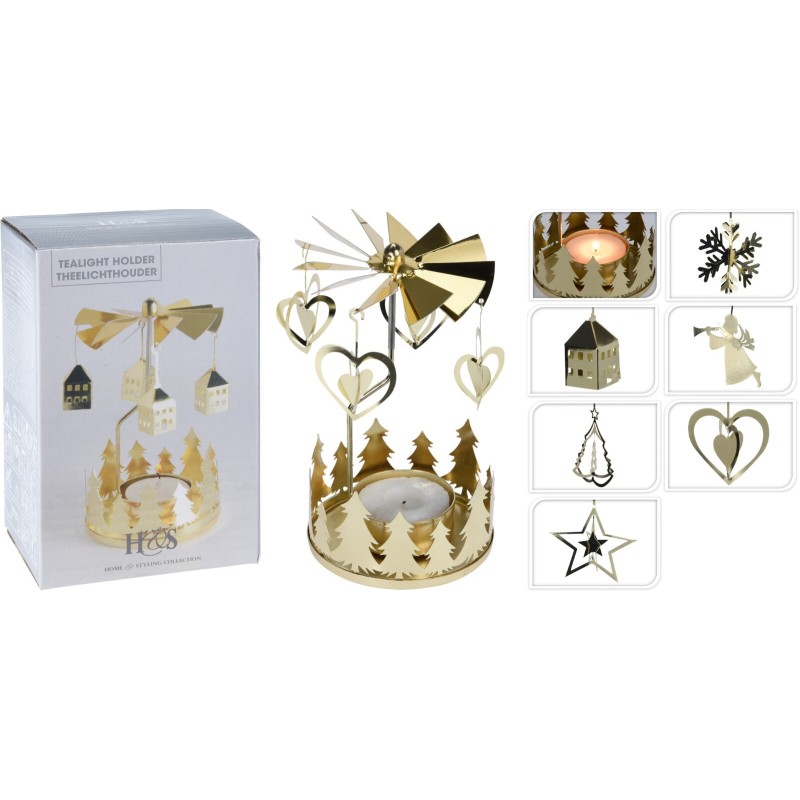 Gold Rotating Tea Light Holder. Single Piece