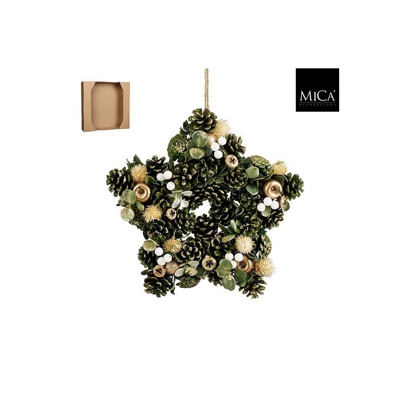 Ghirlanda Addobbata a Forma di Stella Color Verde 34 cm amagictree.com