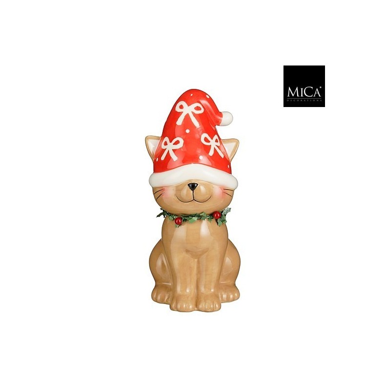 Smiling Cat Decoration with Red Hat amagictree.com