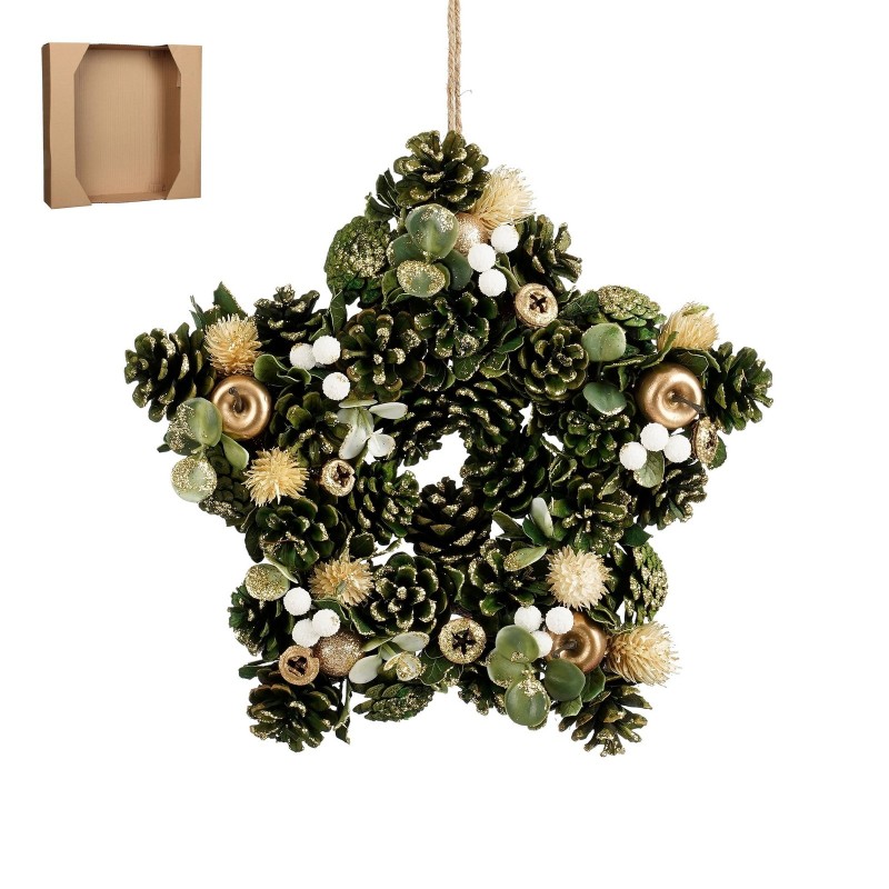 Ghirlanda Addobbata a Forma di Stella Color Verde 34 cm amagictree.com