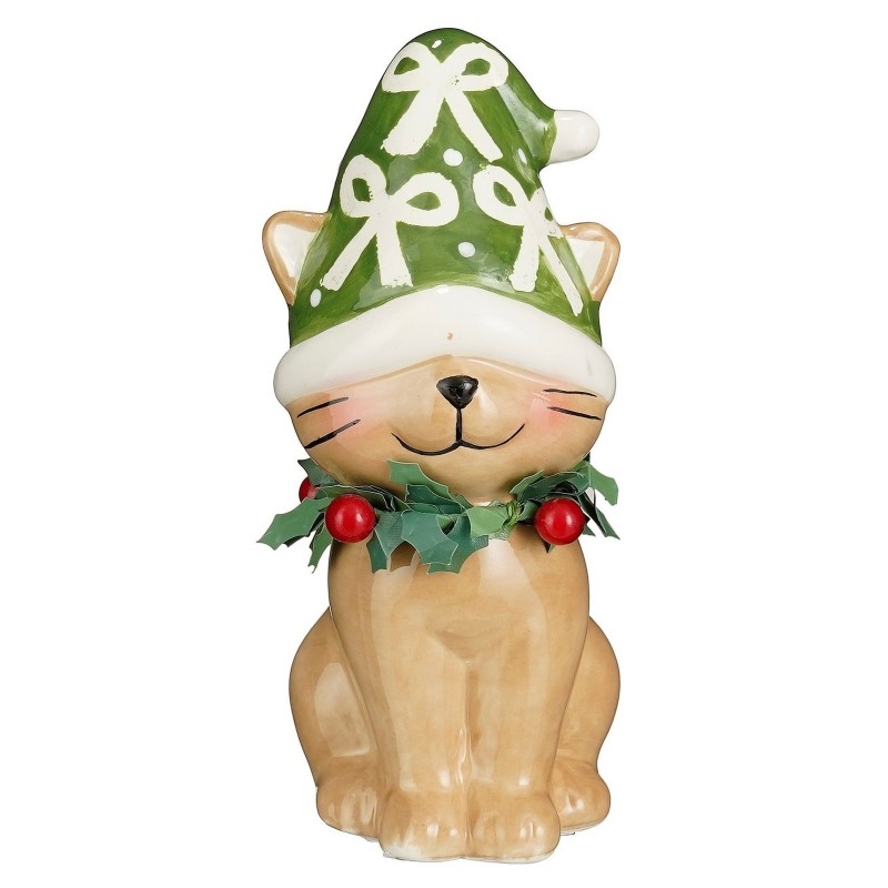 Decorazione Gatto sorridente con Cappello Verde amagictree.com
