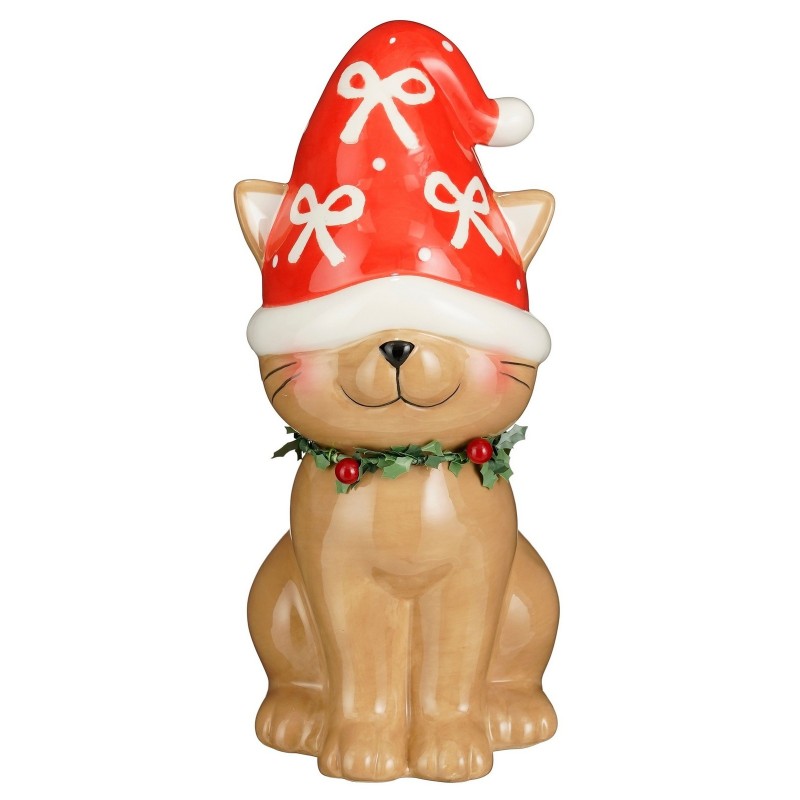 Decorazione Gatto sorridente con Cappello Rossa amagictree.com