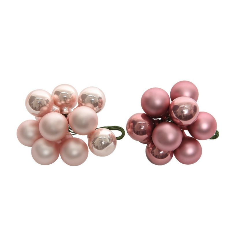Bunch of 10 Pink Christmas Baubles 2 cm. Single Piece AmagicTree.com