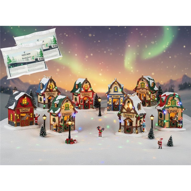 Lemax Santa's Reindeer Pack con Neve in Omaggio