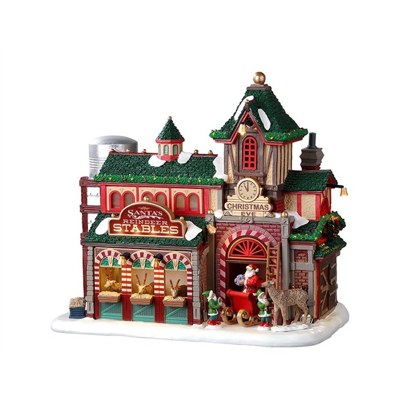 Lemax Santa's Reindeer Deluxe Pack with Free Snow