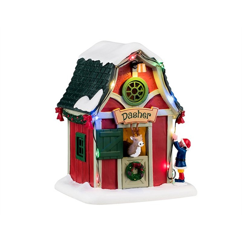 Lemax Santa's Reindeer Deluxe Pack with Free Snow