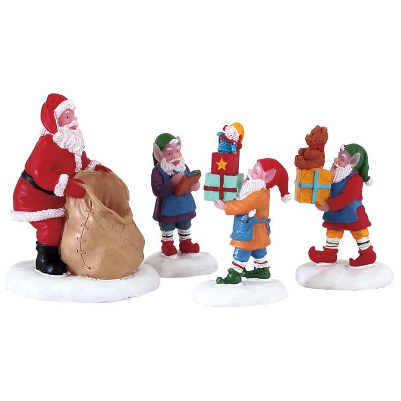 Lemax Santa's Reindeer Deluxe Pack with Free Snow
