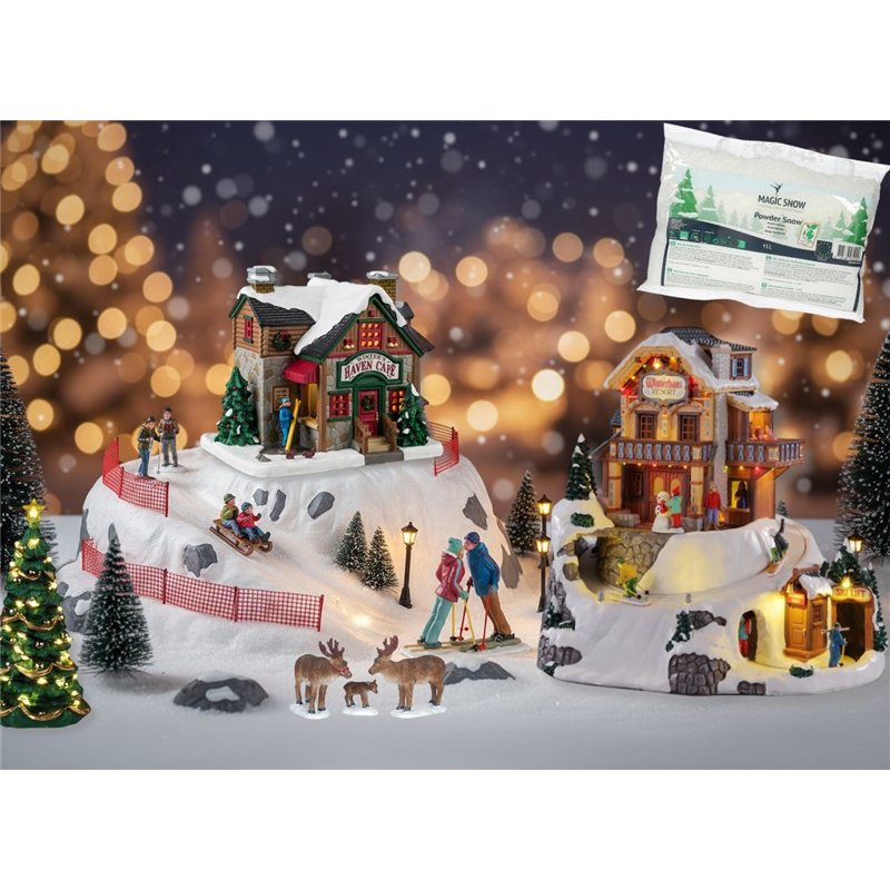 Lemax Ski Village Deluxe Pack with Free Snow