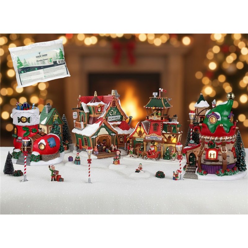 Lemax Elf Village Deluxe Pack with Free Snow