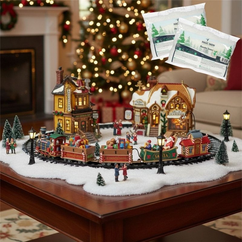 Lemax Starter Pack con Neve in Omaggio - The Starlight Express, Devaney's Bakery, Lucy's Chocolate Shop