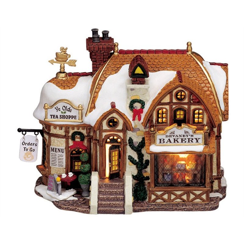 Lemax Starter Pack with Free Snow - The Starlight Express, Devaney's Bakery, Lucy's Chocolate Shop