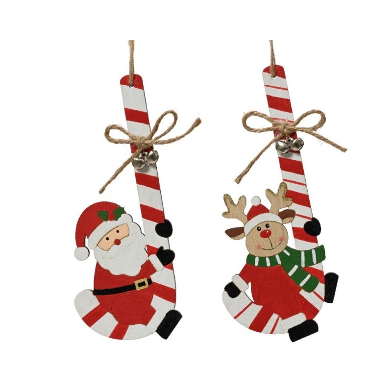 Santa Claus on Candy Cane to Hang Single Piece AmagicTree.com