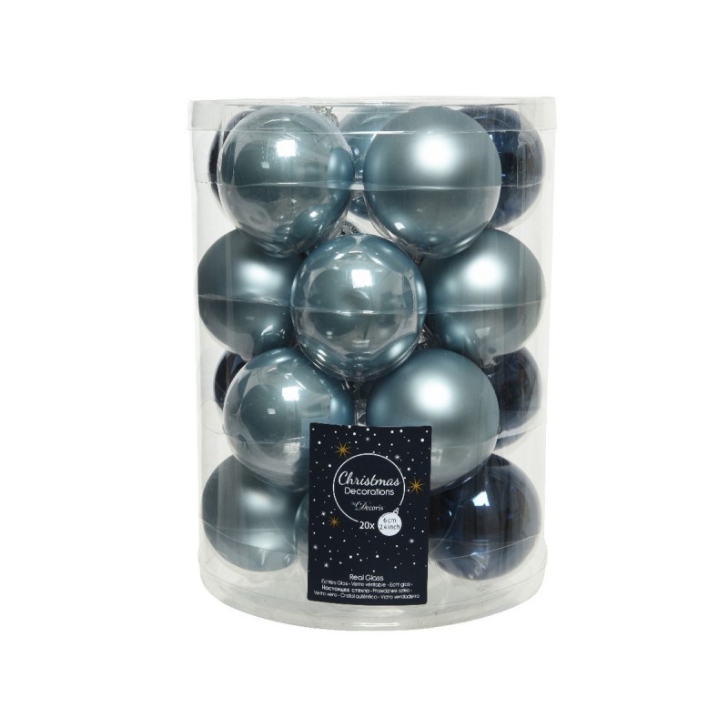 Glass Christmas baubles to hang 6 cm Blue. Set of 20 AmagicTree.com