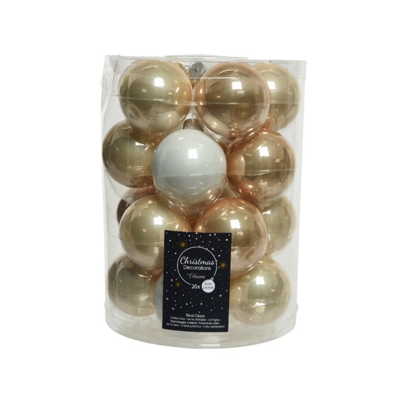 Glass Christmas baubles to hang 6 cm Pearl, White and Caramel. Sep 20 AmagicTree.com