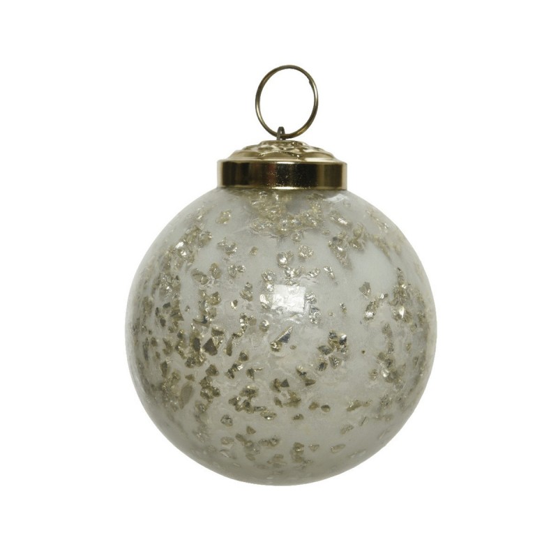 Hanging glass bauble 7.5 cm white. AmagicTree.com